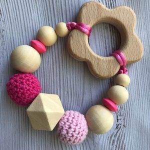 Organic Wooden eco teether rattle
